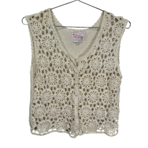Vintage 90's Cream Lace Floral Vest Medium‎